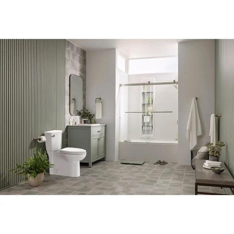 Modern bathroom with Slow Close Elongated Toilet Seat With No Slam Quiet Operation And Soft Close, White Finish, Transitional Style.