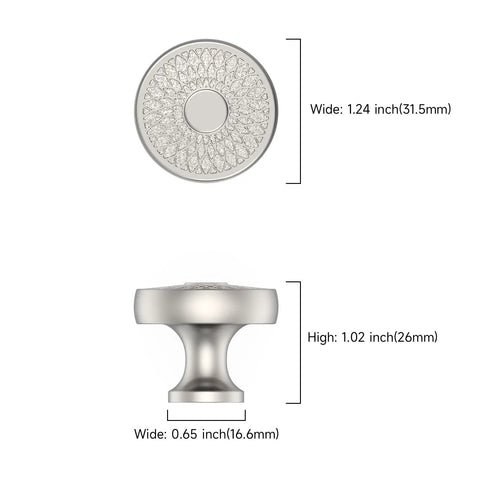10 Pack Brushed Satin Nickel Cabinet Knobs and Nickel Cabinet Pulls Zinc Hardware for Kitchen Cabinets and Dresser Drawers No Fuss Easy Install Durable Finish for Cabinets Vanities and Drawer Fronts, 1.24 inch round