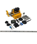 Front view of EQCOTWEA 110V portable line boring machine with a 4.9 ft high-strength alloy boring bar and accessories.