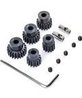 Beefed-Up Hardened Metal RC Pinion Gear Set, 32P, 5mm Inner With 3.175mm Coupler, Includes 13T 15T 17T 19T 21T, RC car upgrade kit