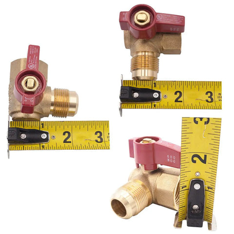 Gas Connector Shut Off Angle Valve Five Eighth Inch OD Flare With Fifteen Sixteenth By Sixteen Thread To Three Quarter Inch FIP 90 Degree Valve