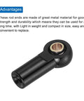 M3xL19mm Lever Steering Linkage Ball Head Ends For RC Crawler Cars 8 Piece Black Set, black metal rod end with threaded hole