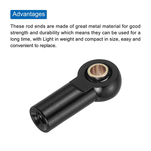 M3xL19mm Lever Steering Linkage Ball Head Ends For RC Crawler Cars 8 Piece Black Set, black metal rod end with threaded hole
