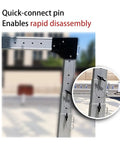 Rock Solid Portable Aluminum Gantry Crane Featuring Smooth Swivel Wheels And Quick Height Adjustments, quick-connect pin for easy disassembly.