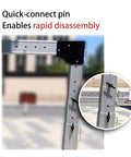 Heavy Duty Portable Aluminum Gantry Crane 2000 Kg Capacity Adjustable Height showing quick-connect pin for easy disassembly.
