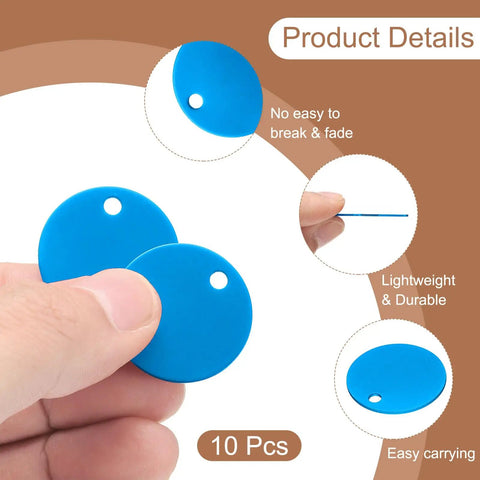 10 Pack Aluminum Engraving Blanks Tags Round Metal Stamping Blanks With One Hole For DIY Personalized Pet Tags And Keychains
