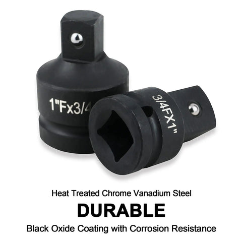 Heat treated chrome vanadium 11 Piece Impact Adapter And Reducer Set With Universal Joint Swivel Sockets, black oxide coating