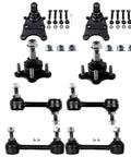 Suspension Kit for 2004-2012 Chevy Colorado and GMC Canyon, Sway Bar End Link Set Front and Rear, Upper and Lower Ball Joints, Includes 2 Front Upper Ball Joints and 2 Front Lower Ball Joints, black steel parts