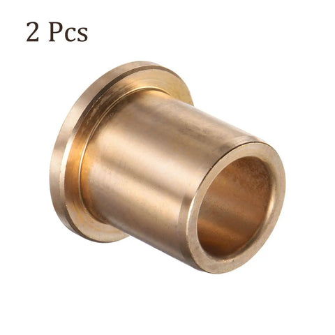 Two Pack Bronze Flange Bearing Sleeves 15mm Bore 21mm OD 25mm Flange Thickness Self Lubricating Bushings For Heavy Duty Industrial Machinery And Equipment Durable Quiet Wear Resistant, 2 pcs