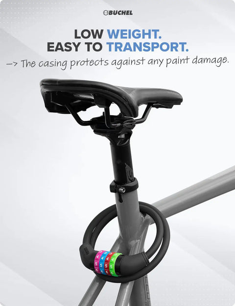 Kids Bike Lock Cable With 5 Digit Resettable Code Colorful No Key Needed Bicycle Lock For Bikes Scooters Trailers And Strollers Easy To Use Anti Theft Security Lock attached to bike seat post