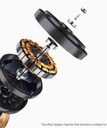 Exploded view of 42 Inch Retractable Ceiling Fan With Lights And Bluetooth Speaker motor components, showcasing inner mechanical parts.