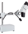 Pro Grade Binocular Stereo Microscope With Long Working Distance Boom Arm For Big Jobs Like Circuit Boards And Dental Appliances With Interchangeable WF10x And WF20x Eyepieces For Sharp Precise Inspection, boom arm view