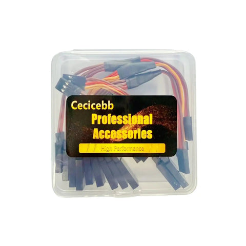 Servo Y Harness Splitter Cable 3 Pin Male To Female Extension Lead pack in clear plastic box with visible cables