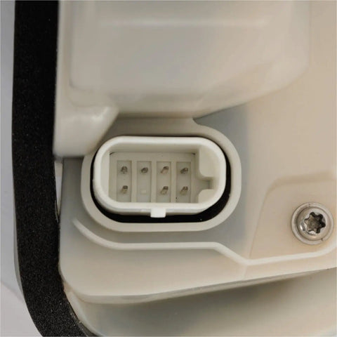 Get Your Tesla 3 Rear Right Door Lock Actuator Back In Action With This Bolt-On Replacement Part Made For 2017 To 2021 Models Featuring Heavy Duty Build And Full Kit Including All Necessary Hardware For Easy Swapping. close-up of white plastic connector