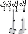 Crappie Rod Holder System For Boat Track Mount Four Rod Adjustable Spider Rig Setup Built With 316 Stainless Steel And Marine Aluminum Durable Track Compatible Design Fits Most Standard Track Systems, four-rod holder front view