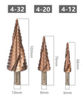 Get This High Performance HSS M35 Cobalt Step Drill Bit With 4 To 12mm Hole Saw Kit And Spiral Groove For Stainless Steel And Tri Hex Shank For Serious Drilling Jobs Today 4-12mm step drill bit set, 66mm, 76mm, 102mm