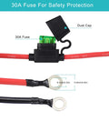 Heavy Duty Beefy 10 AWG SAE to O Ring Terminal Harness Includes Inline 30A Fuse Quick Connect Plug and ring terminals.