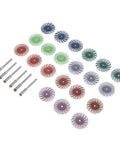 Radial Bristle Disc For 3Mm Shank Kit With 1 Inch Rotary Tools and Small Spiral Flap Wheel, assorted colors and tools.