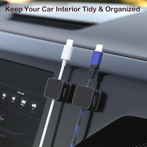 Magnetic Cable Organizer Kit 10 Pack For Desk Home And Office Must Have Adhesive Cable Clips Wire Keeper mounted in car