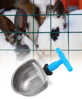 Heavy Duty 304 Stainless Steel Automatic Rabbit Water Feeder With Adjustable Hanging Drinking Bowl For Bunny Guinea Pig Ferret And Rodents Smooth Operator No Drip Hassle Large Cage Essential with rabbits in background