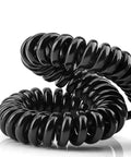 Rugged Slick Retractable Coiled Wire Five Core 13 AWG Spring Extension Cable Stretches Up To 15 Meters in a spiraled black design.