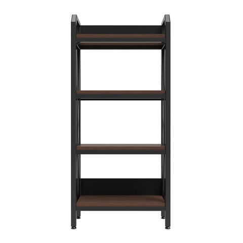 4 Tier Farmhouse Bakers Rack Heavy Duty Metal Wood Shelves Built Like A Tank Rock Solid X Brace Reinforcement Sleek Industrial Design Ultimate Kitchen Storage Solution 25.6 Inch Width front view