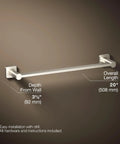 Parallel 18 Inch Towel Bar In Vibrant Brushed Nickel Finish For A Cool Modern Bathroom Vibe Durable Stainless Steel Wall Mounted Towel Holder With Clean Lines And Everyday Convenience, measurements shown