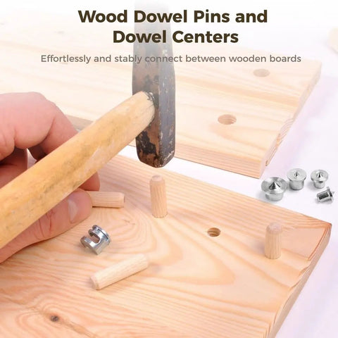 Pro Grade Bulk Wood Dowel Set With 400 Assorted Dowels And Centers For Woodworking, DIY Furniture Crafting And Home Projects