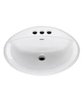 Aqualyn Self Rimming Oval Countertop Sink With 4 Inch Centers Tapered Edges Linen Finish Front Overflow Easy Install above view
