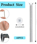 Forty Pack Super Long Outlet Screws Two Inch Flat Head White Painted Stainless Steel Machine Threads For Electric Box Hardware Quick Fix Wonky And Sunken Wall Plates Built Tough with product sizes shown.