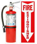 Heavy Duty 5 Pound Refillable Class A B C Fire Extinguisher Ships With Tough Wall Mount Steel Cabinet Plus Warning Tag displayed with instructions.