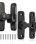 Heavy Duty Black Sliding Barn Door Lock Set, 2 Pack With Adjustable 90 To 180 Degree Latch For Pocket, Screen, And Double Door Use