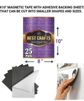 Adhesive Magnetic Sheets For Crafts And Pictures, Flexible 20 Mil Magnets With Strong Adhesive Backing, 8x10 Inch Size, Pack Of 25