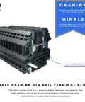 Compact DIN Rail Terminal Block Screw Type UL 600V 30A 10-22AWG, Pack of 100, Built Tough, Vibration-Resistant Electrical Connection Block for Industrial Panels and Control Systems, side view showing screw connector and jumper ports.