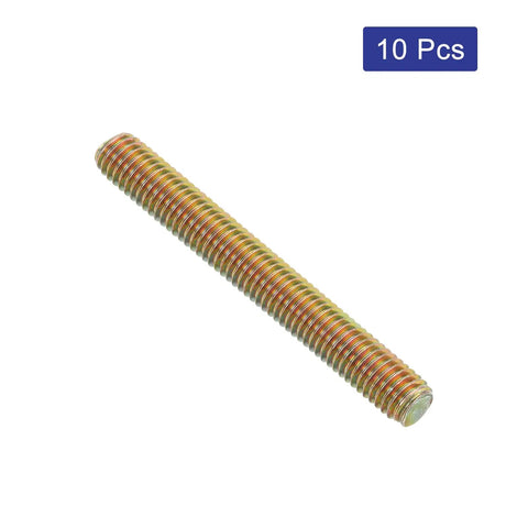 10 Pack M8-1.25 Carbon Steel Fully Threaded Rods, 65mm Length, Zinc Plated, Right Hand Thread Fasteners for Furniture Mounting and Assembly