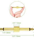 Gold Plated 1/4 Inch Guitar Pedal Connectors 6 Pack, Male To Male Straight Plugs with Compact Design for Pedalboards