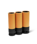 Half Inch Drive Tough As Nails Wheel Protector Impact Socket Set with thin wall design, 17mm, 19mm, 21mm sockets standing upright