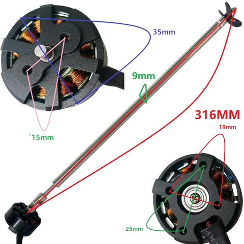 Brushless RC Boat Motor For 2-4S Power Underwater Thruster Kit With 3 Blade Propeller High Torque Propulsion System dimensions