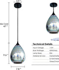 Modern 3D Pendant Lights For Kitchen Island Set Of 2 Dope Colorful Glass Pendants With Clear Globe Shades Farmhouse Style Dining Room Entryway Lighting 7.8 Inch Diameter showing dimensions and details.