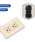 Slick Multifunction Wall Outlet With Built In Usb And Type C Ports 125V 15A Tamper Resistant Socket Plate, modern design with front view.
