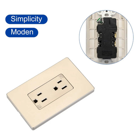 Slick Multifunction Wall Outlet With Built In Usb And Type C Ports 125V 15A Tamper Resistant Socket Plate, modern design with front view.