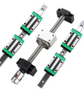 Premium Metal Linear Motion Guide Slider Kit With Two HGR20 Rails And Four HGH20CA Blocks And SFU1610 Ball Screw With Solid BK BF12 Ends with linear components.