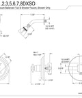 Technical drawing of Concord Shower Only in Oil Rubbed Bronze with 7.5 Inch Escutcheon detailing dimensions and components.