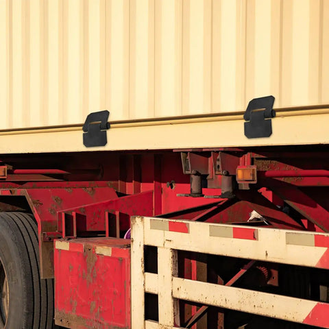 Two Pack Heavy Duty Weldable Steel Door Hinges for Trailers and Gates, installed on trailer, showing thickened welded butt construction.
