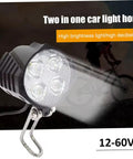 Lit Ebike Front Light With Horn For Night Riding Waterproof 4 Light Headlight With 3 Pin Connector