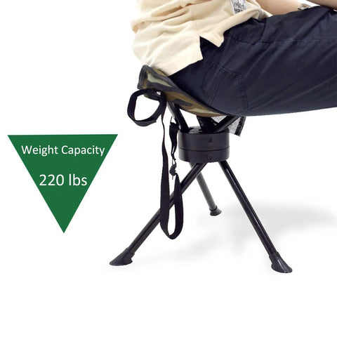 Side view of Portable Camping Swivel Folding Stool With 360 Degree Rotation Lightweight Tripod Chair For Hiking Fishing Hunting Travel