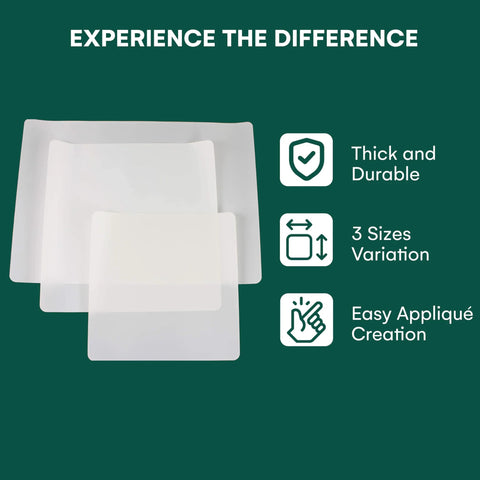 Three Pack PTFE Sheets In Multiple Sizes Non Stick Transparent Reusable Sheets Extra Thick And Heat Resistant Great For Applique Pressing