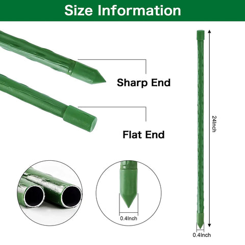 Heavy Duty 24 Inch Garden Stakes 25 Pack Plastic Coated Metal Plant Supports For Tomatoes Beans And Trees Built Tough Sturdy Stakes