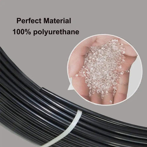 Close-up of 50 Ft Nylon Air Hose 1/4 Inch OD Black Beefed Up Pneumatic Tubing For Compressors And Air Tools Heavy Duty Pro Grade