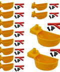 Top Tier Auto Fill Quail Water Cups 12 Pack Yellow Clip On Cage Drinkers For Pigeons Rabbits, includes drinkers and installation parts